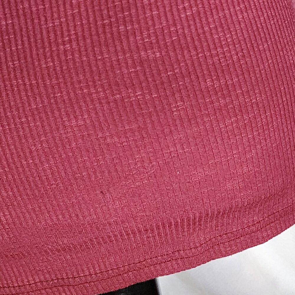 Kissfix Maroon Waffle Knit LS Henley Button Sleeve Detail Poly Rayon Top Size S - Picture 8 of 16